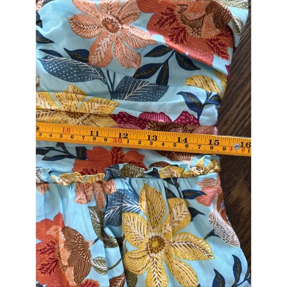 Vince Camuto Dress Womens 12 Blue Floral Halter Neck Fit and Flare Lined Pockets - Picture 4 of 12